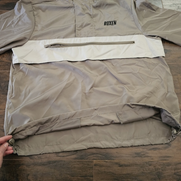 Ruxen Jacket Mens Large Tan Quarter Zip Pullover Windbreaker European NEW - Picture 6 of 12